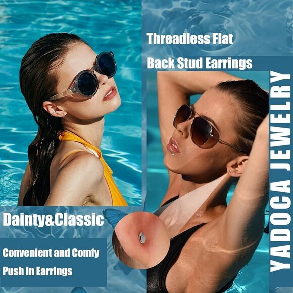 20G Threadless Flat Back Nose Earrings for Women Men Hypoallergenic Steel Jewelr - Picture 4 of 7